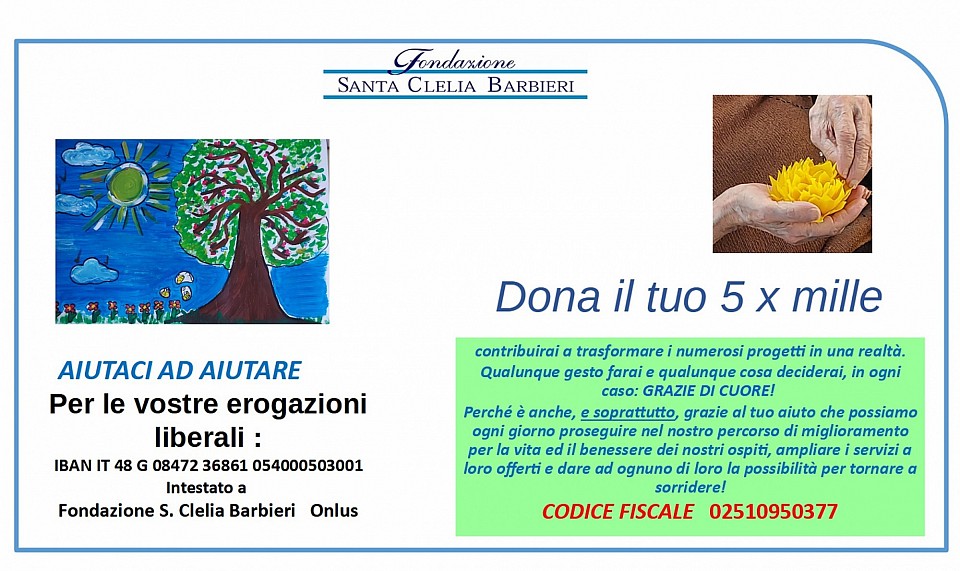 dona alla fondazione santa clelia 5x1000